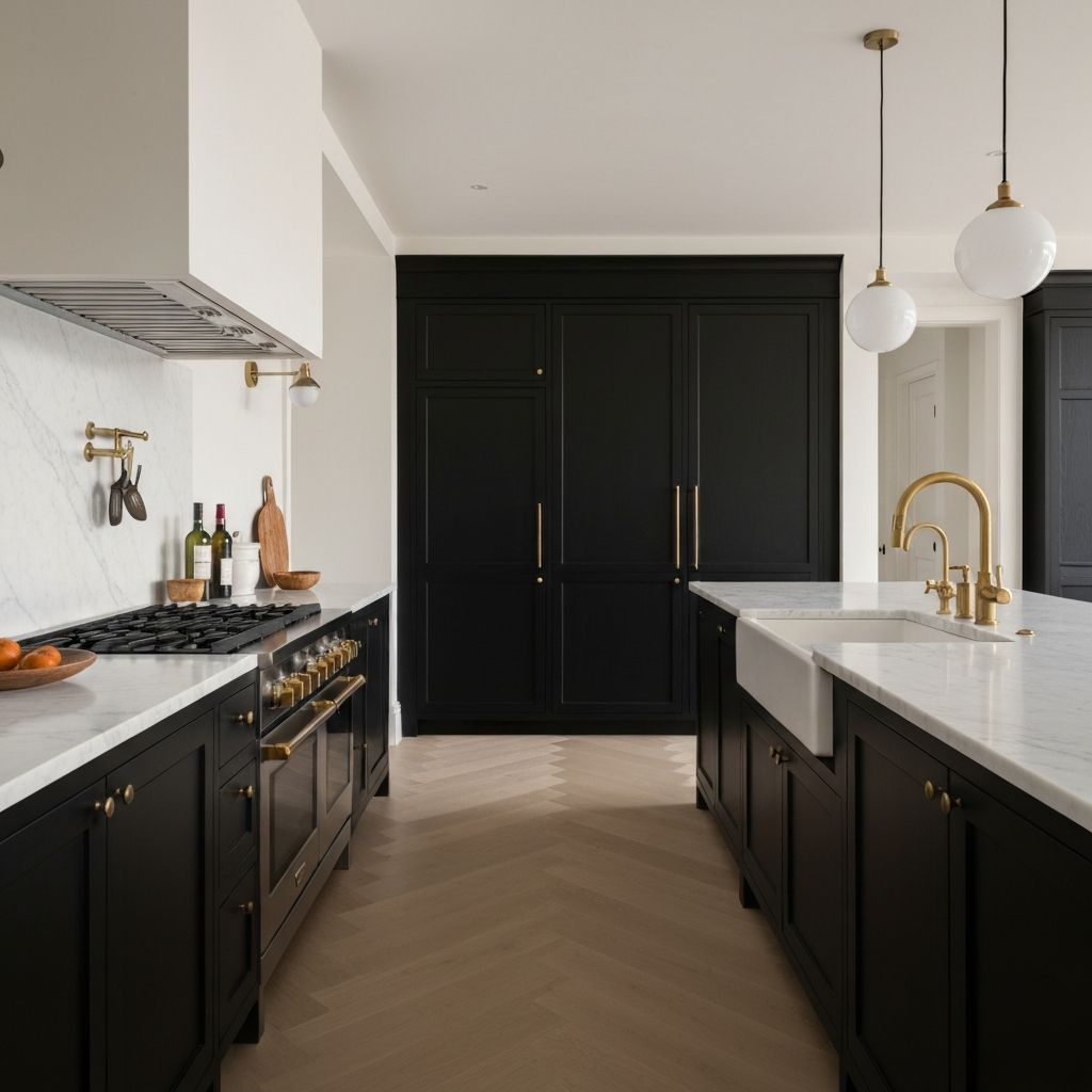 Modern luxury kitchen with dark cabinetry