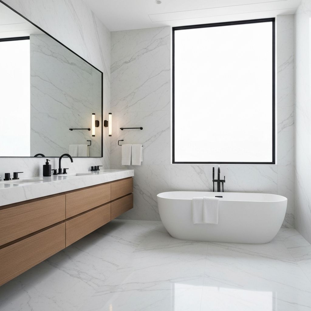 Luxury bathroom with marble finishes